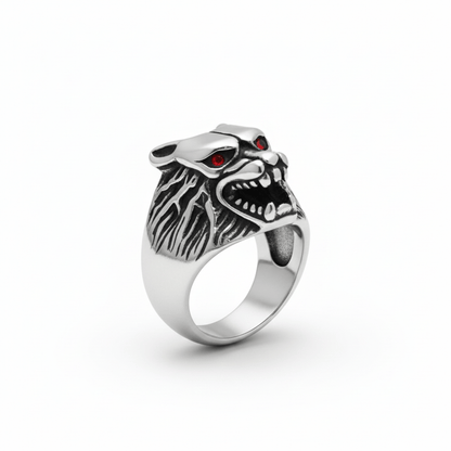 Royal Series - BLOODFANG WOLF RING- Pure Stainless Steel Men’s Steel-Plated Ring – Statement Luxury Jewelry (Size :15-17-18-21-24-27-28-30) - THE MEN THING