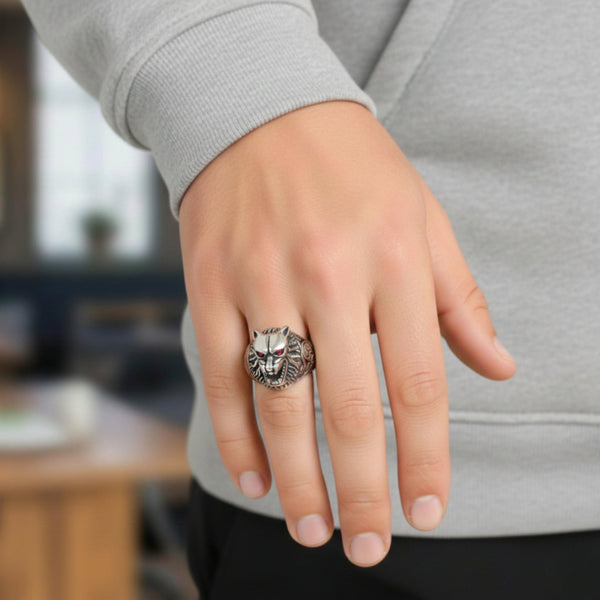 Royal Series - BLOODFANG WOLF RING- Pure Stainless Steel Men’s Steel-Plated Ring – Statement Luxury Jewelry (Size :15-17-18-21-24-27-28-30)
