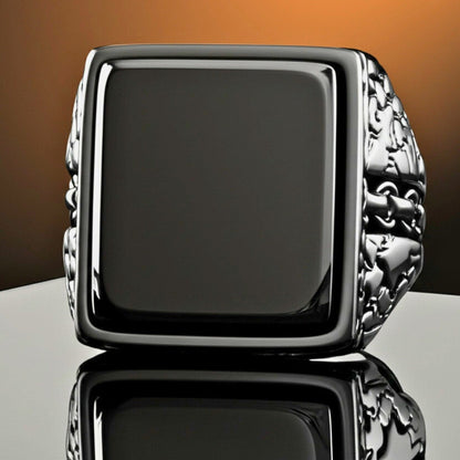 Royal Series - BRAVIK RING - Pure Stainless Steel Men’s Black-Plated Ring – Statement Luxury Jewelry (Size : 19) - THE MEN THING