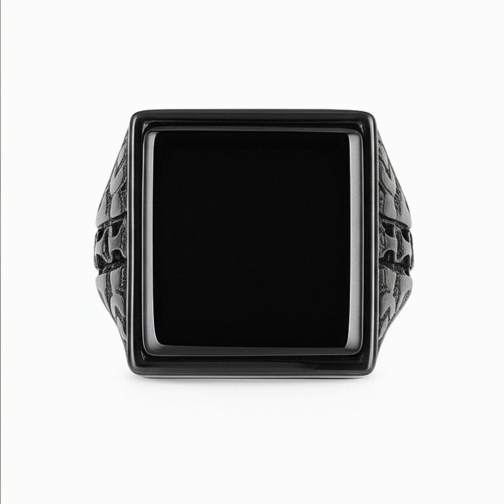 Royal Series - BRAVIK RING - Pure Stainless Steel Men’s Black-Plated Ring – Statement Luxury Jewelry (Size : 19) - THE MEN THING