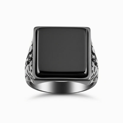 Royal Series - BRAVIK RING - Pure Stainless Steel Men’s Black-Plated Ring – Statement Luxury Jewelry (Size : 19) - THE MEN THING