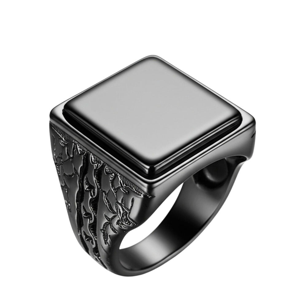 Royal Series - BRAVIK RING - Pure Stainless Steel Men’s Black-Plated Ring – Statement Luxury Jewelry (Size : 19) - THE MEN THING