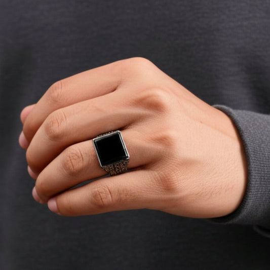 Royal Series - BRAVIK RING - Pure Stainless Steel Men’s Black-Plated Ring – Statement Luxury Jewelry (Size : 19) - THE MEN THING