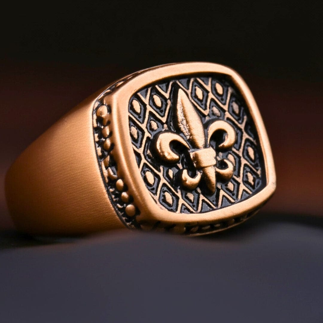 Royal Series - BRONZE HERALD RING - Pure Stainless Steel Men’s Rose Gold-Plated Ring – Statement Luxury Jewelry (Size : 19-21-24) - THE MEN THING