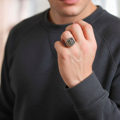 Royal Series - BRONZE HERALD RING - Pure Stainless Steel Men’s Rose Gold-Plated Ring – Statement Luxury Jewelry (Size : 19-21-24) - THE MEN THING
