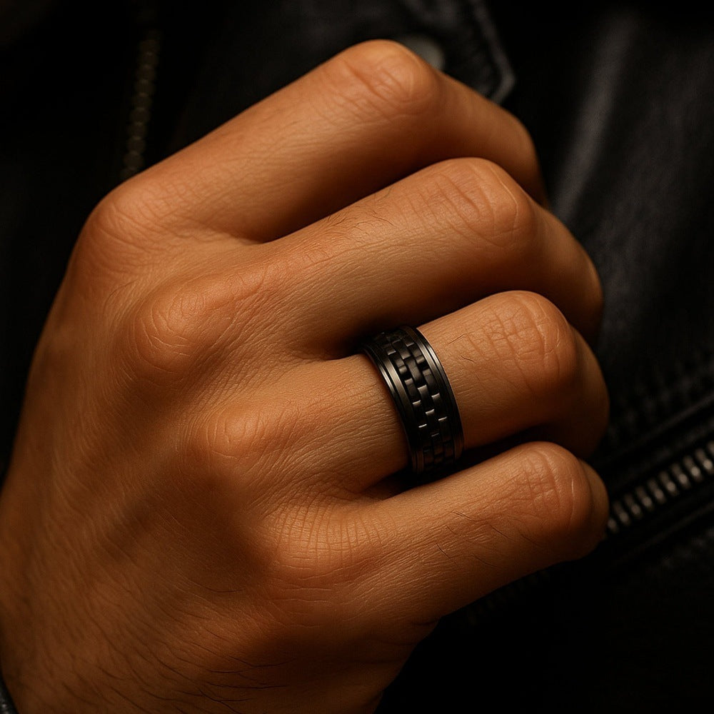 Royal Series - CARBON EDGE RING - Pure Stainless Steel Men’s Steel-Plated Black Ring – Statement Luxury Jewelry (Size : 19-22-24) — Rings for Men | THE MEN THING