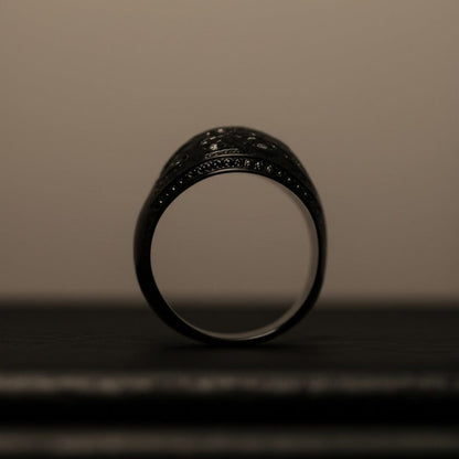 Royal Series - CELESTIAL MARK RING - Pure Stainless Steel Men’s Black-Plated Ring – Statement Luxury Jewelry (Size : -19-21-24) - THE MEN THING