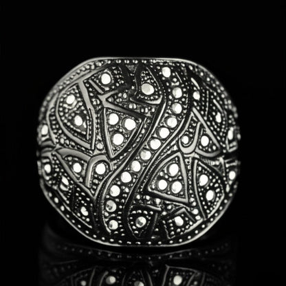 Royal Series - CELESTIAL MARK RING - Pure Stainless Steel Men’s Black-Plated Ring – Statement Luxury Jewelry (Size : -19-21-24) - THE MEN THING