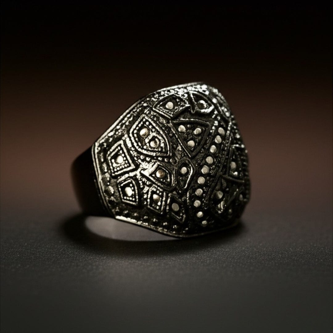 Royal Series - CELESTIAL MARK RING - Pure Stainless Steel Men’s Black-Plated Ring – Statement Luxury Jewelry (Size : -19-21-24) - THE MEN THING