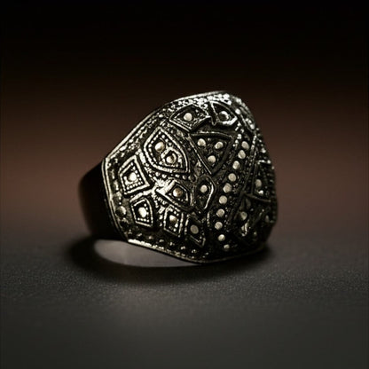 Royal Series - CELESTIAL MARK RING - Pure Stainless Steel Men’s Black-Plated Ring – Statement Luxury Jewelry (Size : -19-21-24) - THE MEN THING