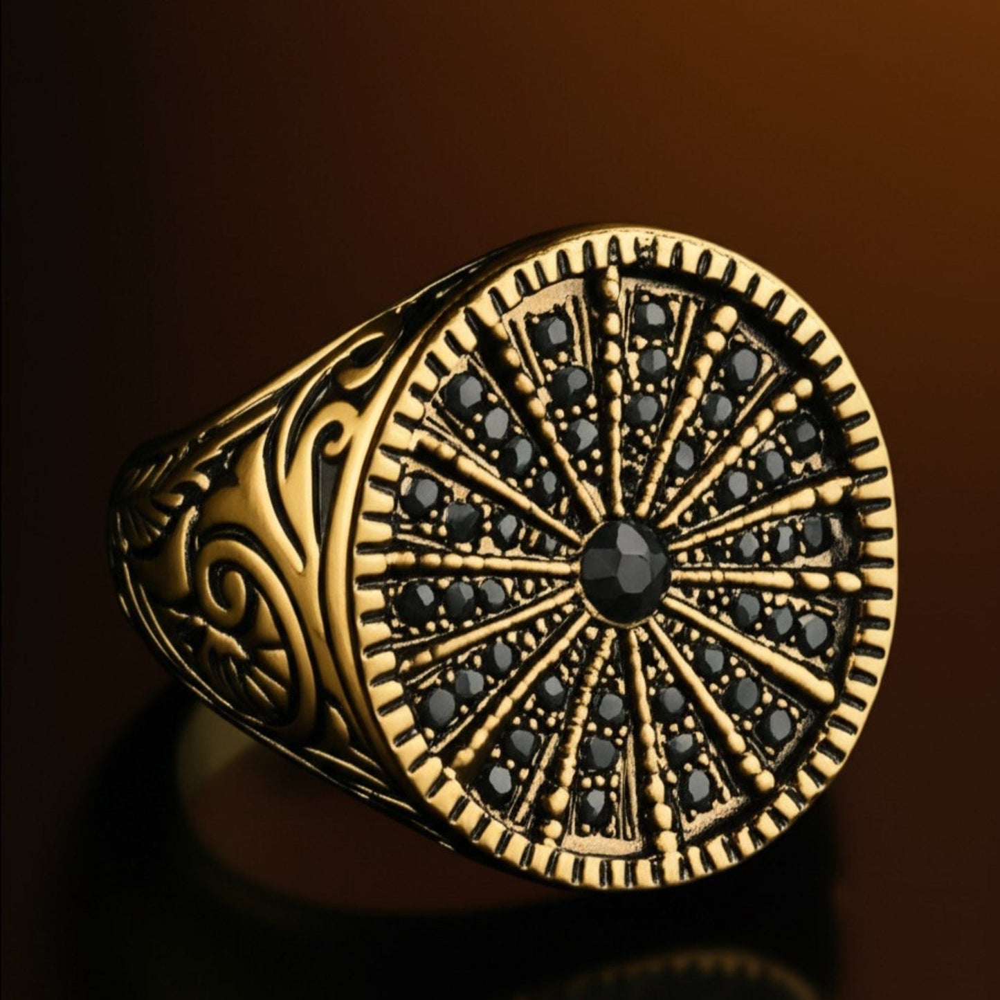 Royal Series - CELESTIAL THRONE RING - Pure Stainless Steel Men’s Gold-Plated Ring – Statement Luxury Jewelry (Size : 18-21-23-26) - THE MEN THING