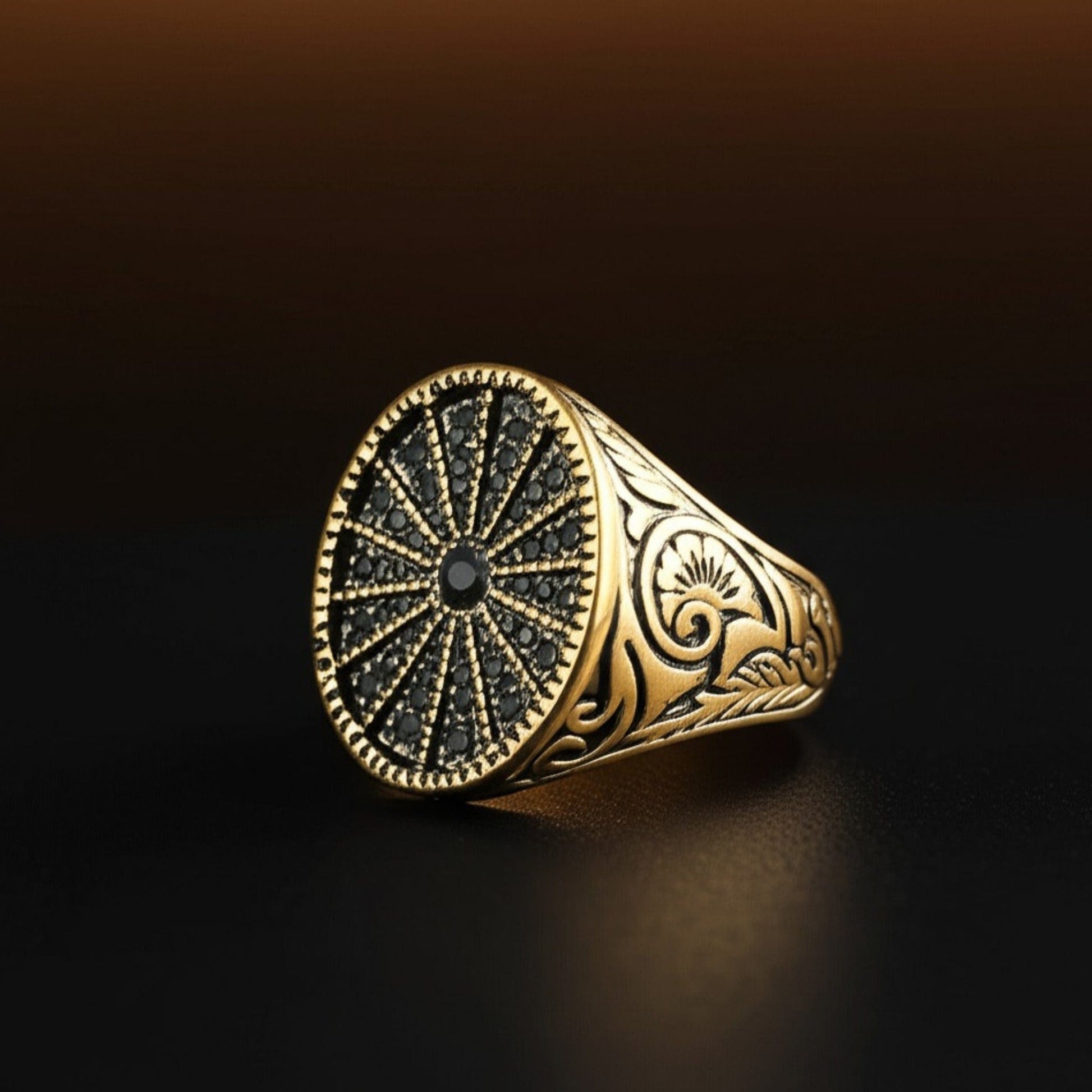 Royal Series - CELESTIAL THRONE RING - Pure Stainless Steel Men’s Gold-Plated Ring – Statement Luxury Jewelry (Size : 18-21-23-26) - THE MEN THING