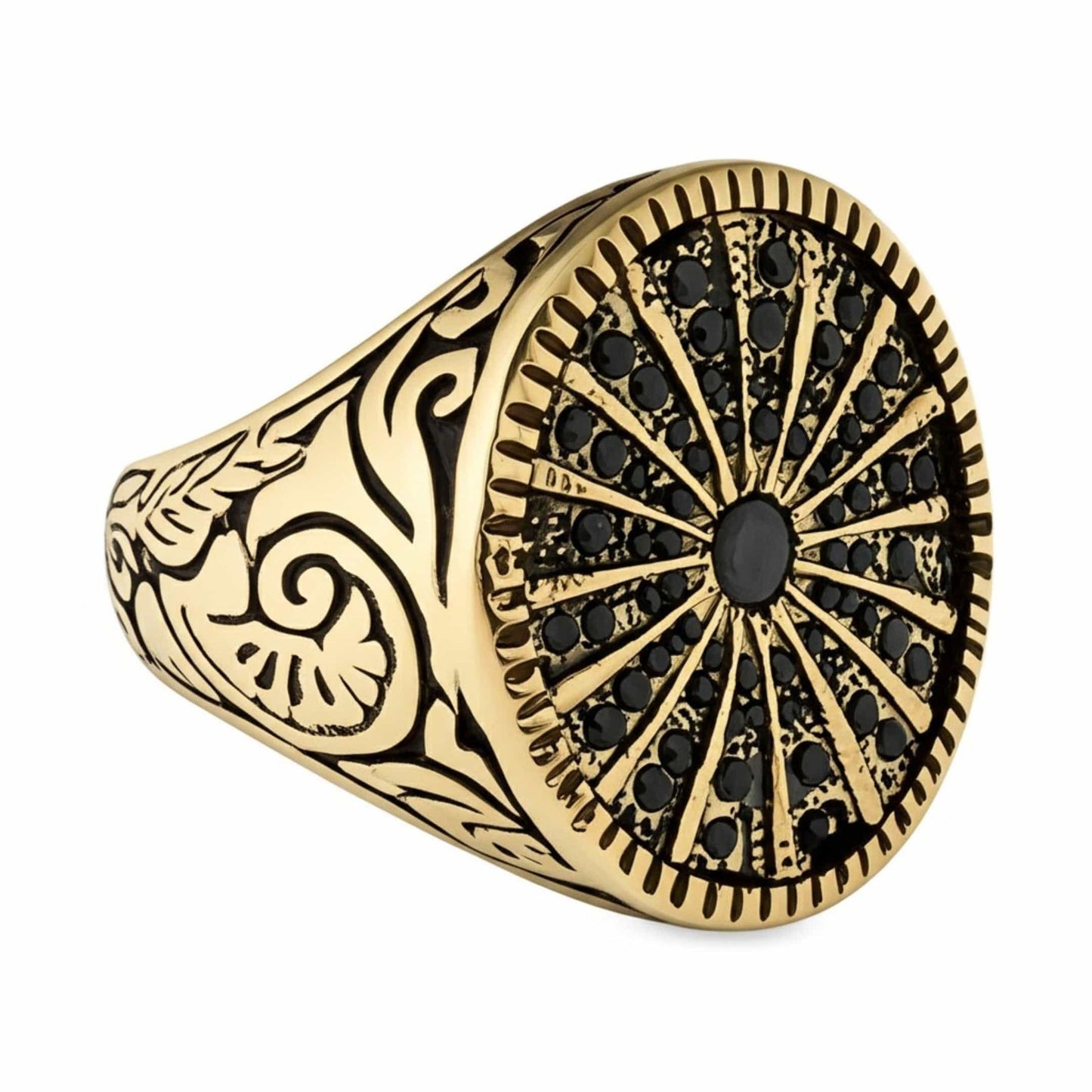 Royal Series - CELESTIAL THRONE RING - Pure Stainless Steel Men’s Gold-Plated Ring – Statement Luxury Jewelry (Size : 18-21-23-26) - THE MEN THING