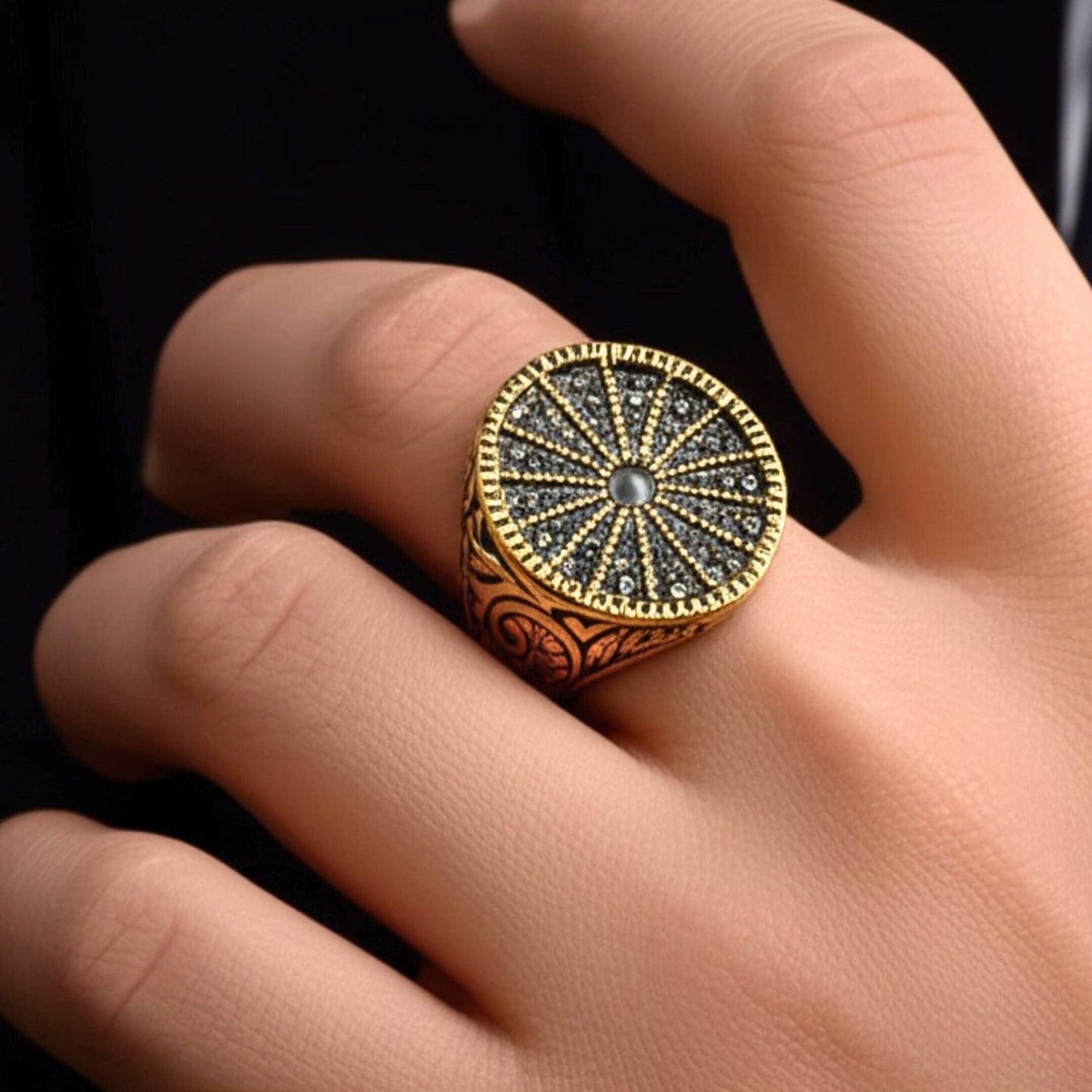 Royal Series - CELESTIAL THRONE RING - Pure Stainless Steel Men’s Gold-Plated Ring – Statement Luxury Jewelry (Size : 18-21-23-26) - THE MEN THING
