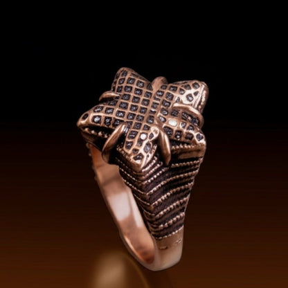 Royal Series - COPPER BASTION RING - Pure Stainless Steel Men’s Rose Gold-Plated Ring – Statement Luxury Jewelry (Size : 19-21-24) - THE MEN THING
