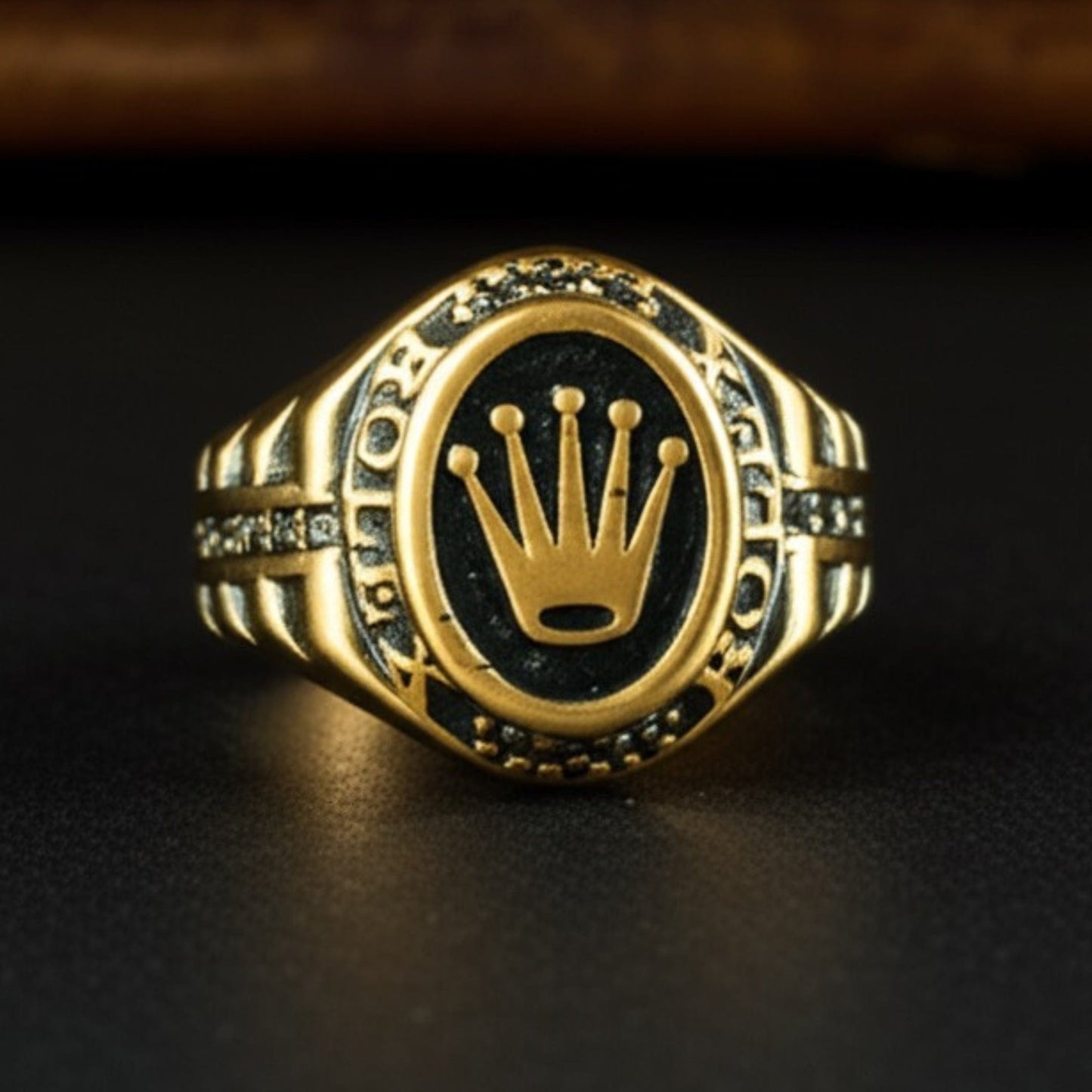 Royal Series - CROWN CREST RING - Pure Stainless Steel Men’s Rose Gold-Plated Ring – Statement Luxury Jewelry (Size : 19-22-24) - THE MEN THING