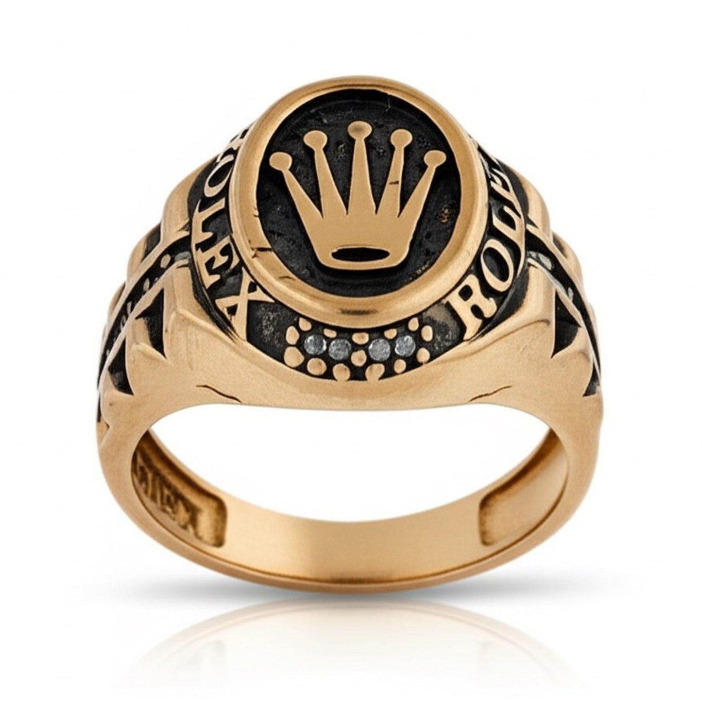 Royal Series - CROWN CREST RING - Pure Stainless Steel Men’s Rose Gold-Plated Ring – Statement Luxury Jewelry (Size : 19-22-24) - THE MEN THING