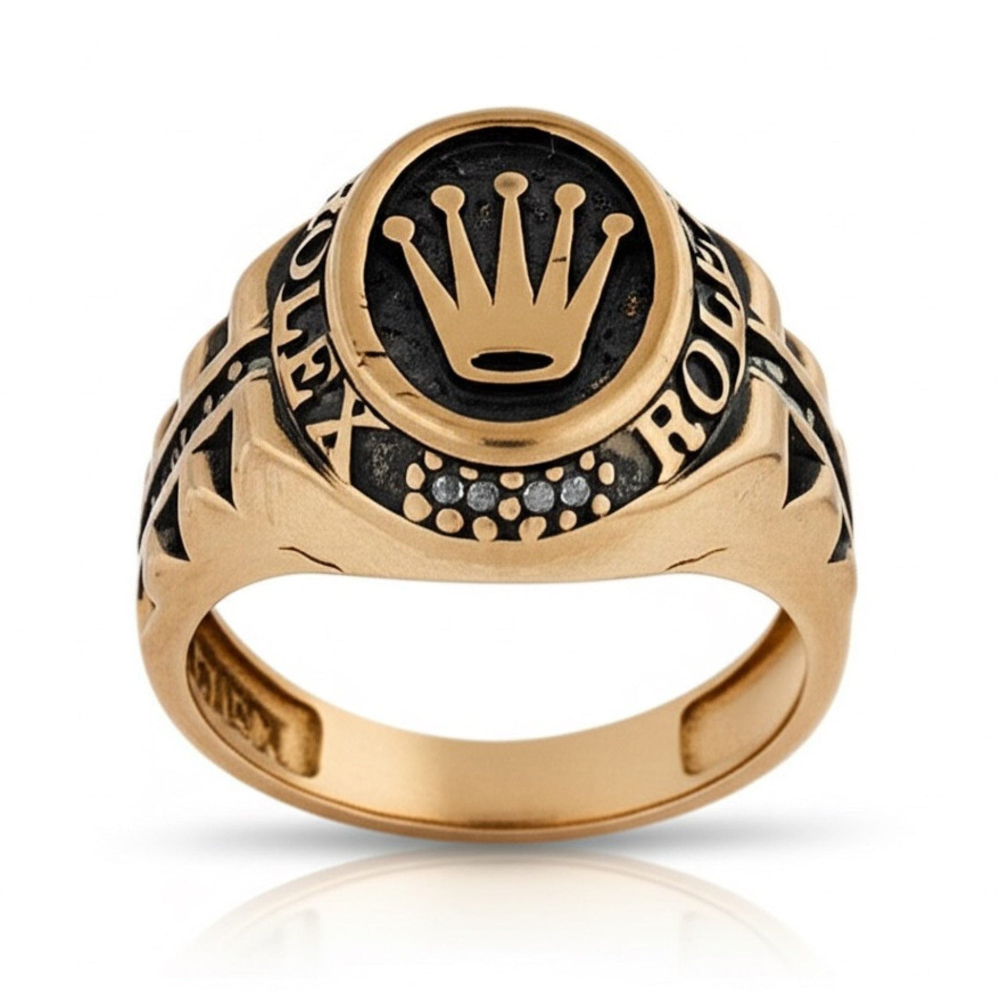 Royal Series - CROWN CREST RING - Pure Stainless Steel Men’s Rose Gold-Plated Ring – Statement Luxury Jewelry (Size : 19-22-24) - THE MEN THING