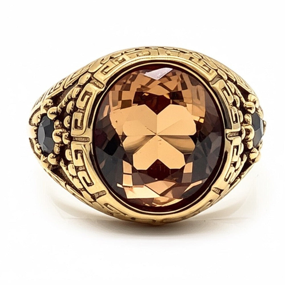 Royal Series - CROWN OFRA RING - Pure Stainless Steel Men’s Gold-Plated Ring – Statement Luxury Jewelry (Size : 16-21-26) - THE MEN THING