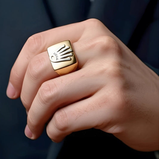 Royal Series - CROWNCRAFT RING - Pure Stainless Steel Men’s Rose Gold-Plated Ring – Statement Luxury Jewelry (Size : 19-21-24) - THE MEN THING