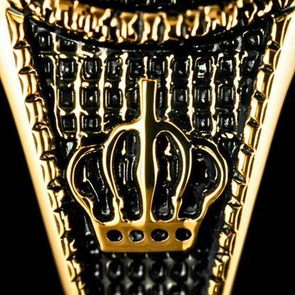 Royal Series - CROWNEL RING - Pure Stainless Steel Men’s Gold-Plated Ring – Statement Luxury Jewelry (Size : 20-23-25) - THE MEN THING