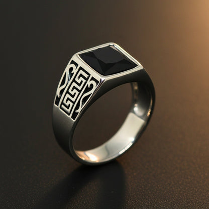 Royal Series - DARK BASTION RING - Pure Stainless Steel Men’s Steel-Plated Ring – Statement Luxury Jewelry (Size : 15-19-20-23-27-31) - THE MEN THING