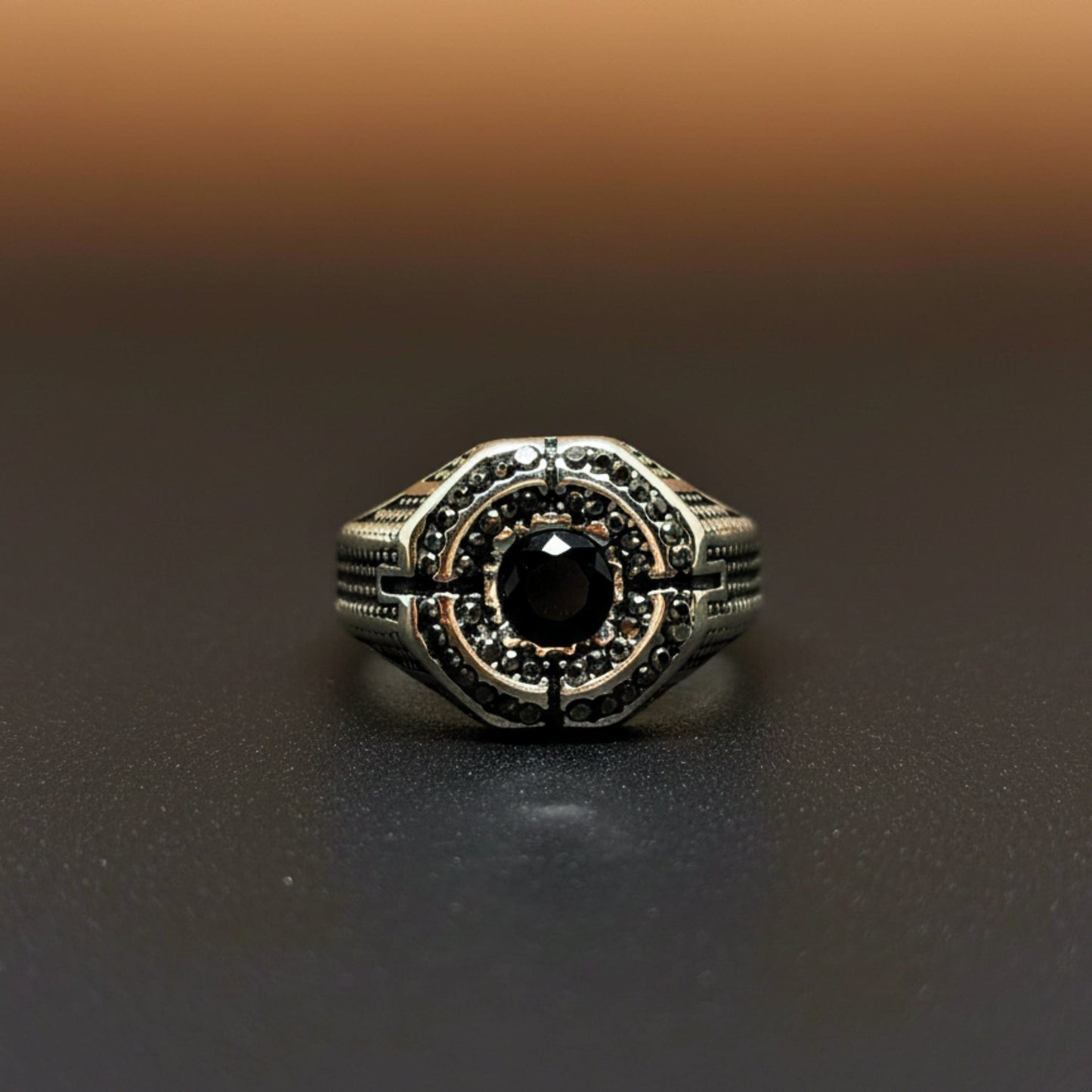 Royal Series - DARK CITADEL RING - Pure Stainless Steel Men’s Steel-Plated Ring – Statement Luxury Jewelry (Size : 16-17-19-21-22-26-27) - THE MEN THING