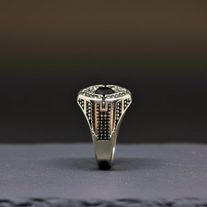 Royal Series - DARK CITADEL RING - Pure Stainless Steel Men’s Steel-Plated Ring – Statement Luxury Jewelry (Size : 16-17-19-21-22-26-27) - THE MEN THING