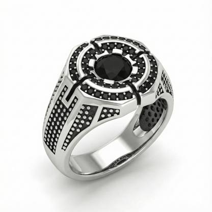Royal Series - DARK CITADEL RING - Pure Stainless Steel Men’s Steel-Plated Ring – Statement Luxury Jewelry (Size : 16-17-19-21-22-26-27) - THE MEN THING