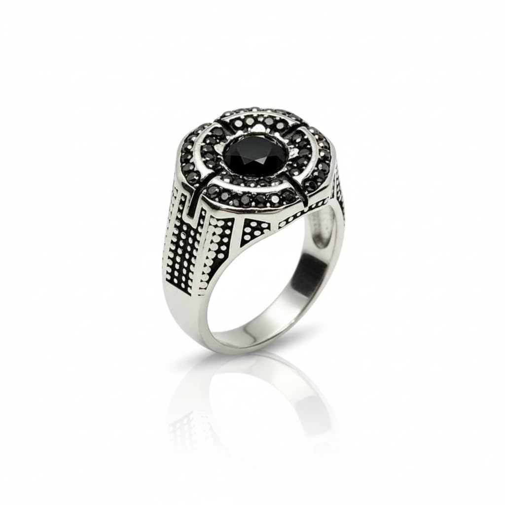 Royal Series - DARK CITADEL RING - Pure Stainless Steel Men’s Steel-Plated Ring – Statement Luxury Jewelry (Size : 16-17-19-21-22-26-27) - THE MEN THING