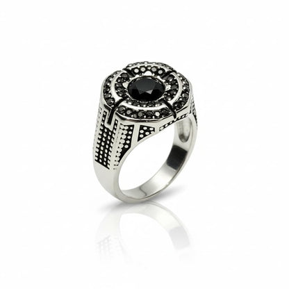 Royal Series - DARK CITADEL RING - Pure Stainless Steel Men’s Steel-Plated Ring – Statement Luxury Jewelry (Size : 16-17-19-21-22-26-27) - THE MEN THING