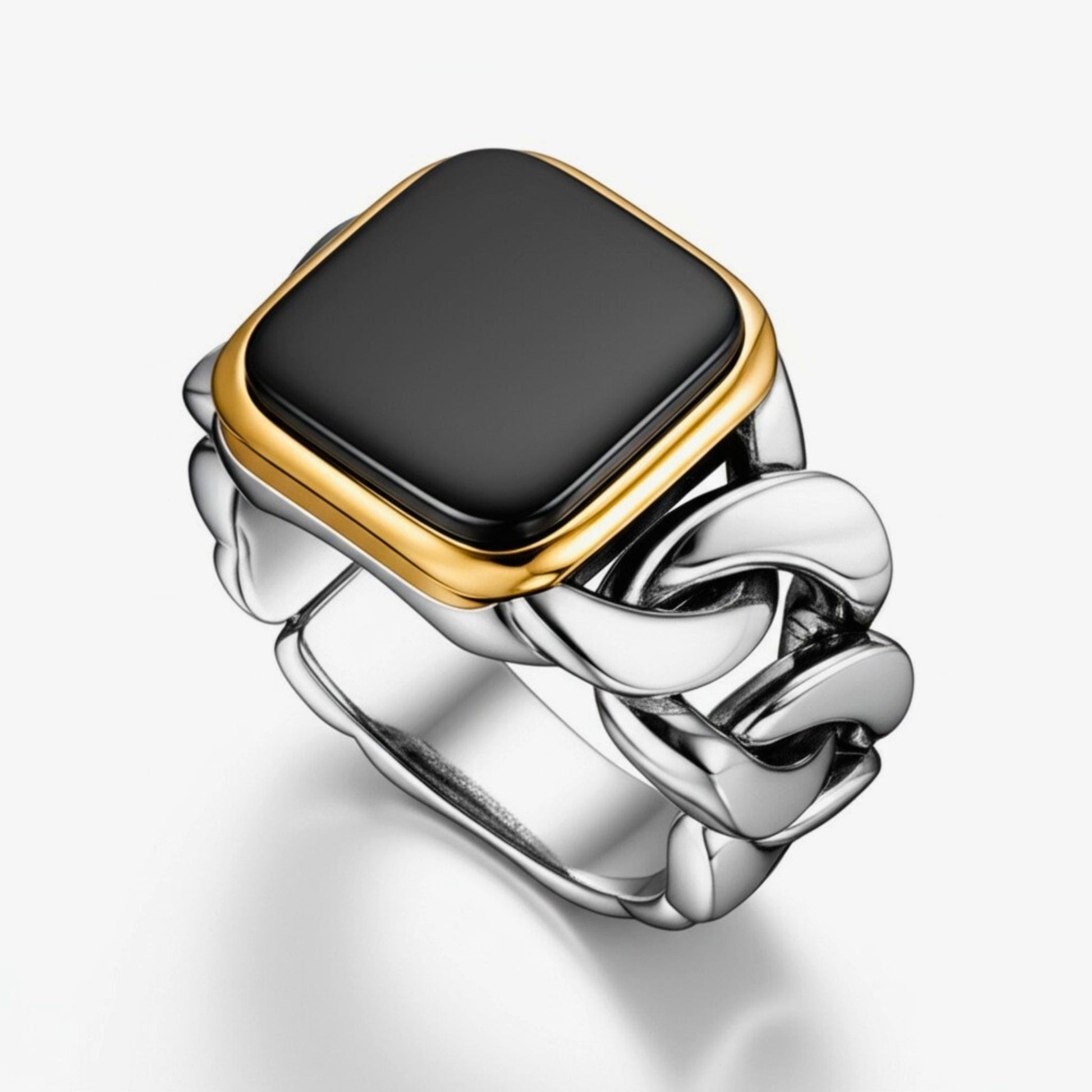 Royal Series - DARK ENCLAVE RING - Pure Stainless Steel Men’s Steel-Gold-Plated Ring – Statement Luxury Jewelry (Size : 19-22-24) - THE MEN THING