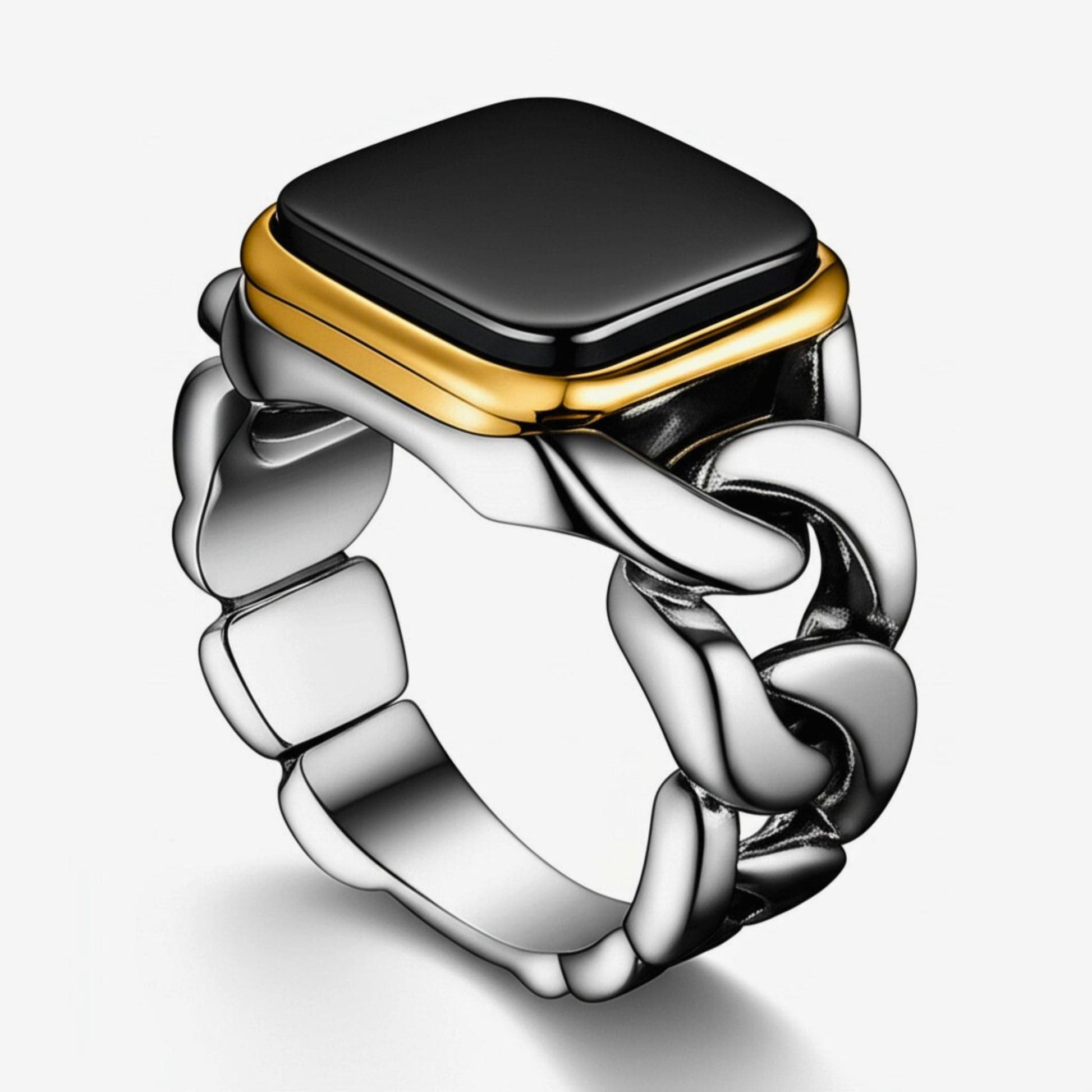 Royal Series - DARK ENCLAVE RING - Pure Stainless Steel Men’s Steel-Gold-Plated Ring – Statement Luxury Jewelry (Size : 19-22-24) - THE MEN THING