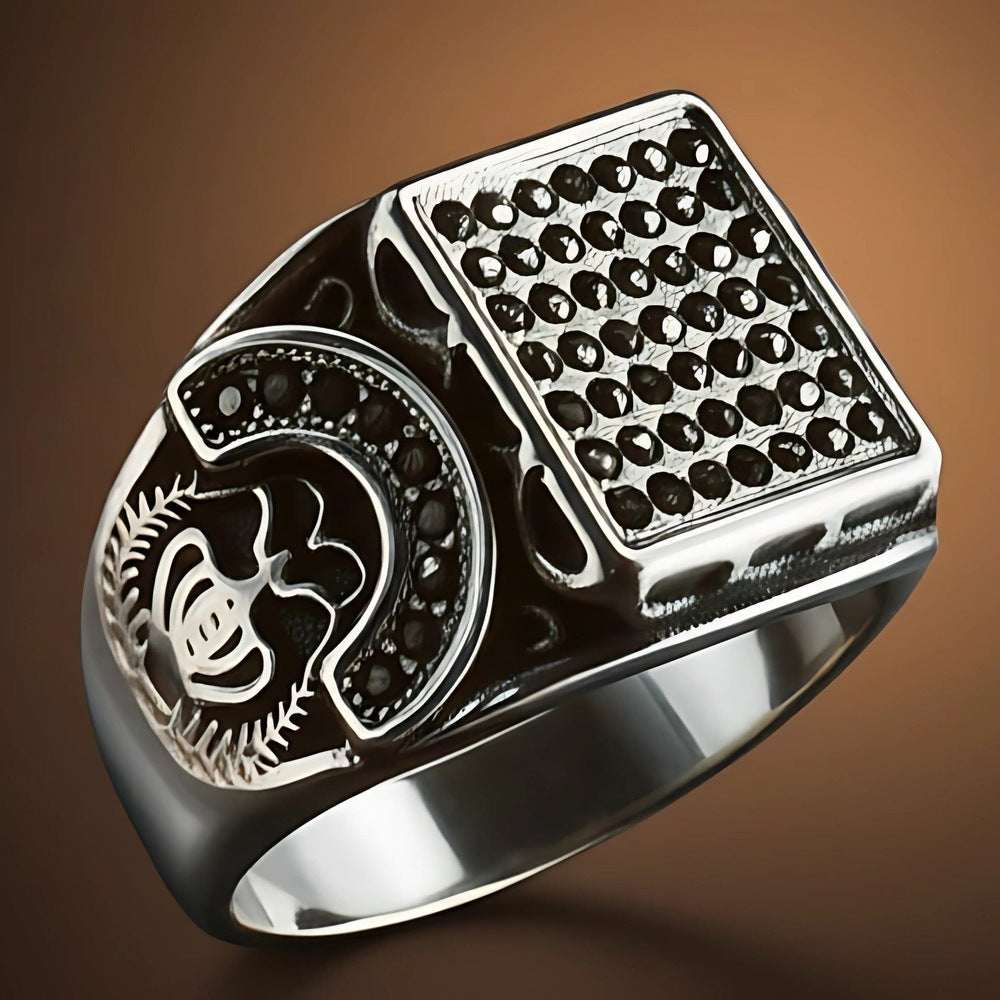 Royal Series - DARK REGENT RING - Pure Stainless Steel Men’s Steel-Plated Ring – Statement Luxury Jewelry (Size : 17-20-22-25-27) - THE MEN THING