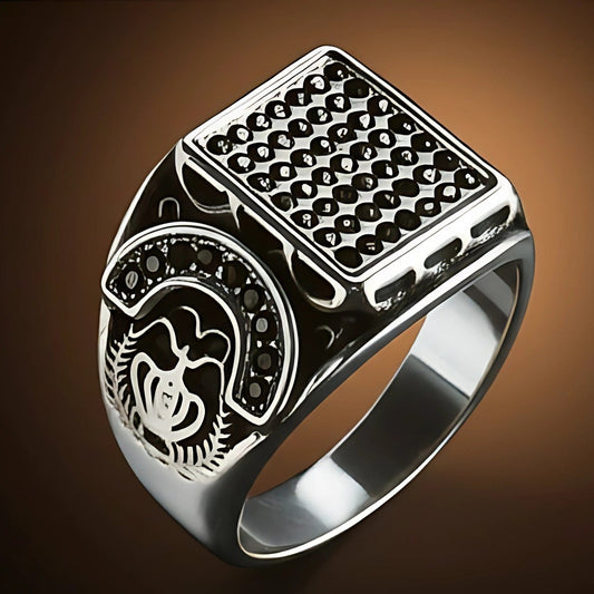 Royal Series - DARK REGENT RING - Pure Stainless Steel Men’s Steel-Plated Ring – Statement Luxury Jewelry (Size : 17-20-22-25-27) - THE MEN THING