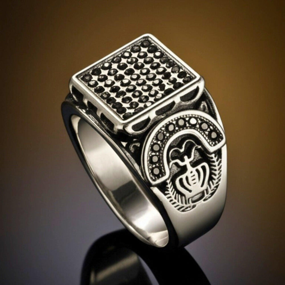 Royal Series - DARK REGENT RING - Pure Stainless Steel Men’s Steel-Plated Ring – Statement Luxury Jewelry (Size : 17-20-22-25-27) - THE MEN THING