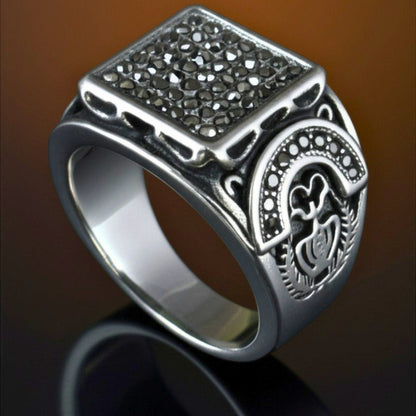 Royal Series - DARK REGENT RING - Pure Stainless Steel Men’s Steel-Plated Ring – Statement Luxury Jewelry (Size : 17-20-22-25-27) - THE MEN THING