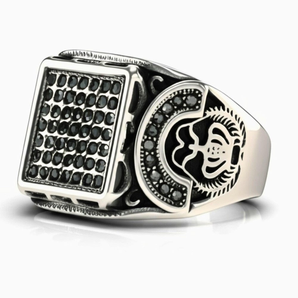 Royal Series - DARK REGENT RING - Pure Stainless Steel Men’s Steel-Plated Ring – Statement Luxury Jewelry (Size : 17-20-22-25-27) - THE MEN THING