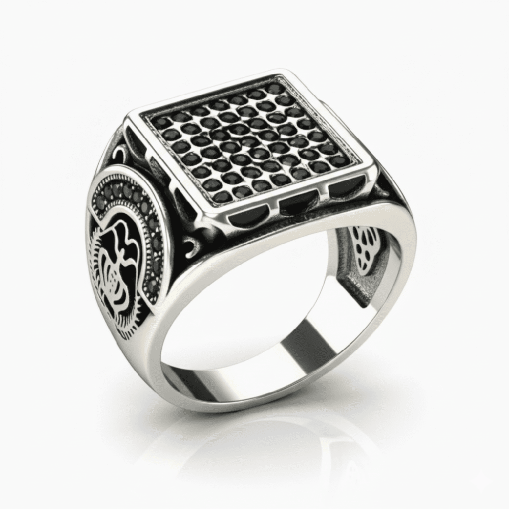 Royal Series - DARK REGENT RING - Pure Stainless Steel Men’s Steel-Plated Ring – Statement Luxury Jewelry (Size : 17-20-22-25-27) - THE MEN THING