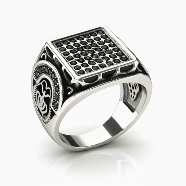 Royal Series - DARK REGENT RING - Pure Stainless Steel Men’s Steel-Plated Ring – Statement Luxury Jewelry (Size : 17-20-22-25-27)