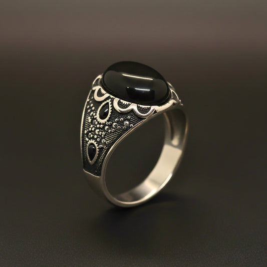 Royal Series - DARK SOVEREIGN RING - Pure Stainless Steel Men’s Gold-Plated Ring – Statement Luxury Jewelry (Size : 16-17-21-22-26-27) - THE MEN THING