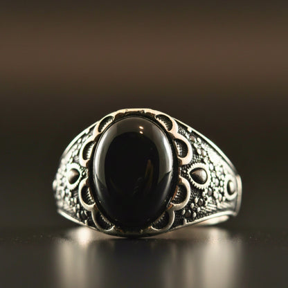 Royal Series - DARK SOVEREIGN RING - Pure Stainless Steel Men’s Gold-Plated Ring – Statement Luxury Jewelry (Size : 16-17-21-22-26-27) - THE MEN THING