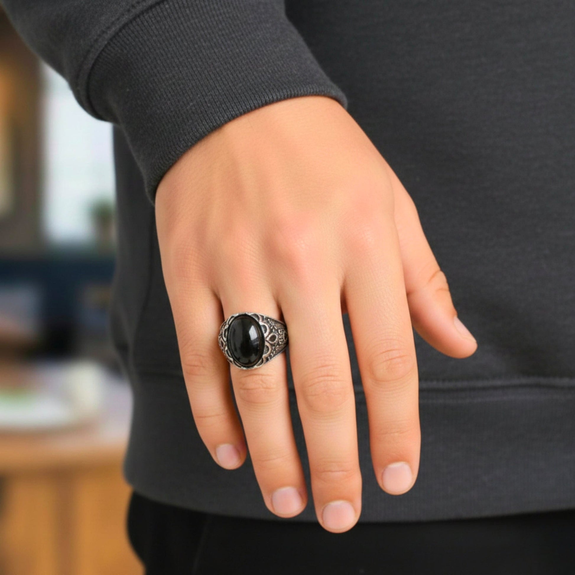Royal Series - DARK SOVEREIGN RING - Pure Stainless Steel Men’s Gold-Plated Ring – Statement Luxury Jewelry (Size : 16-17-21-22-26-27) - THE MEN THING