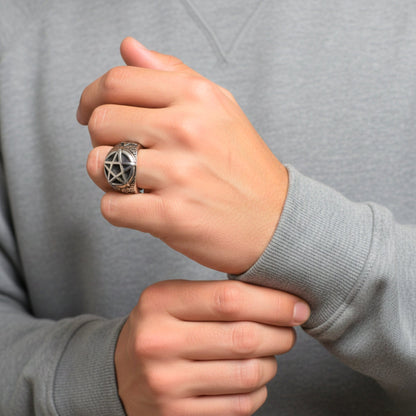 Royal Series - DARKSTAR EMBLEM RING - Pure Stainless Steel Men’s Steel-Plated Ring – Statement Luxury Jewelry (Size : 16-18-20-22-28-30) - THE MEN THING