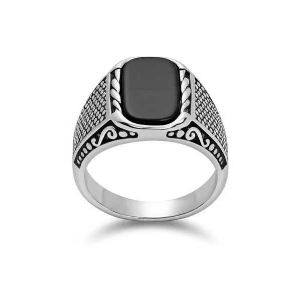 Royal Series - DARKSTEEL EMBLEM RING - Pure Stainless Steel Men’s Steel-Plated Ring – Statement Luxury Jewelry (Size : 16-17-21-22-27)