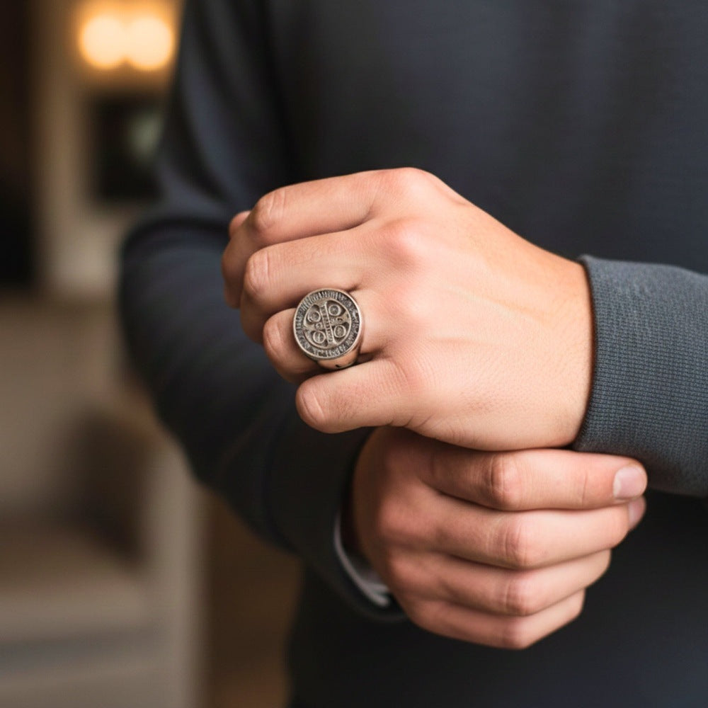 Royal Series - DIVINE WARD RING - Pure Stainless Steel Men’s Steel-Plated Ring – Statement Luxury Jewelry (Size : 22-24-27-28-30) - THE MEN THING