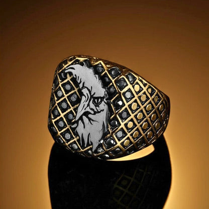 Royal Series - DOMINION RUNE RING - Pure Stainless Steel Men’s Gold-Plated Ring – Statement Luxury Jewelry (Size : 19-22-24-27) - THE MEN THING