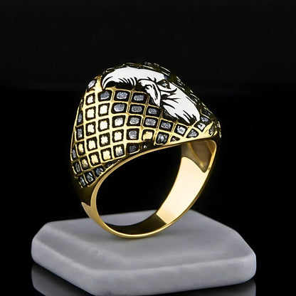 Royal Series - DOMINION RUNE RING - Pure Stainless Steel Men’s Gold-Plated Ring – Statement Luxury Jewelry (Size : 19-22-24-27) - THE MEN THING