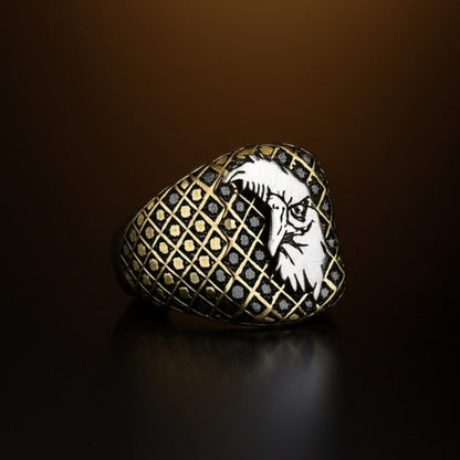 Royal Series - DOMINION RUNE RING - Pure Stainless Steel Men’s Gold-Plated Ring – Statement Luxury Jewelry (Size : 19-22-24-27) - THE MEN THING