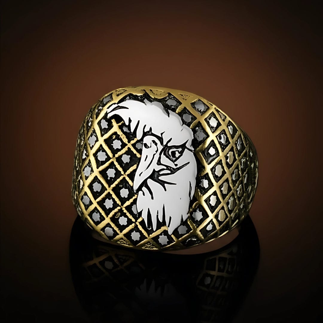 Royal Series - DOMINION RUNE RING - Pure Stainless Steel Men’s Gold-Plated Ring – Statement Luxury Jewelry (Size : 19-22-24-27) - THE MEN THING